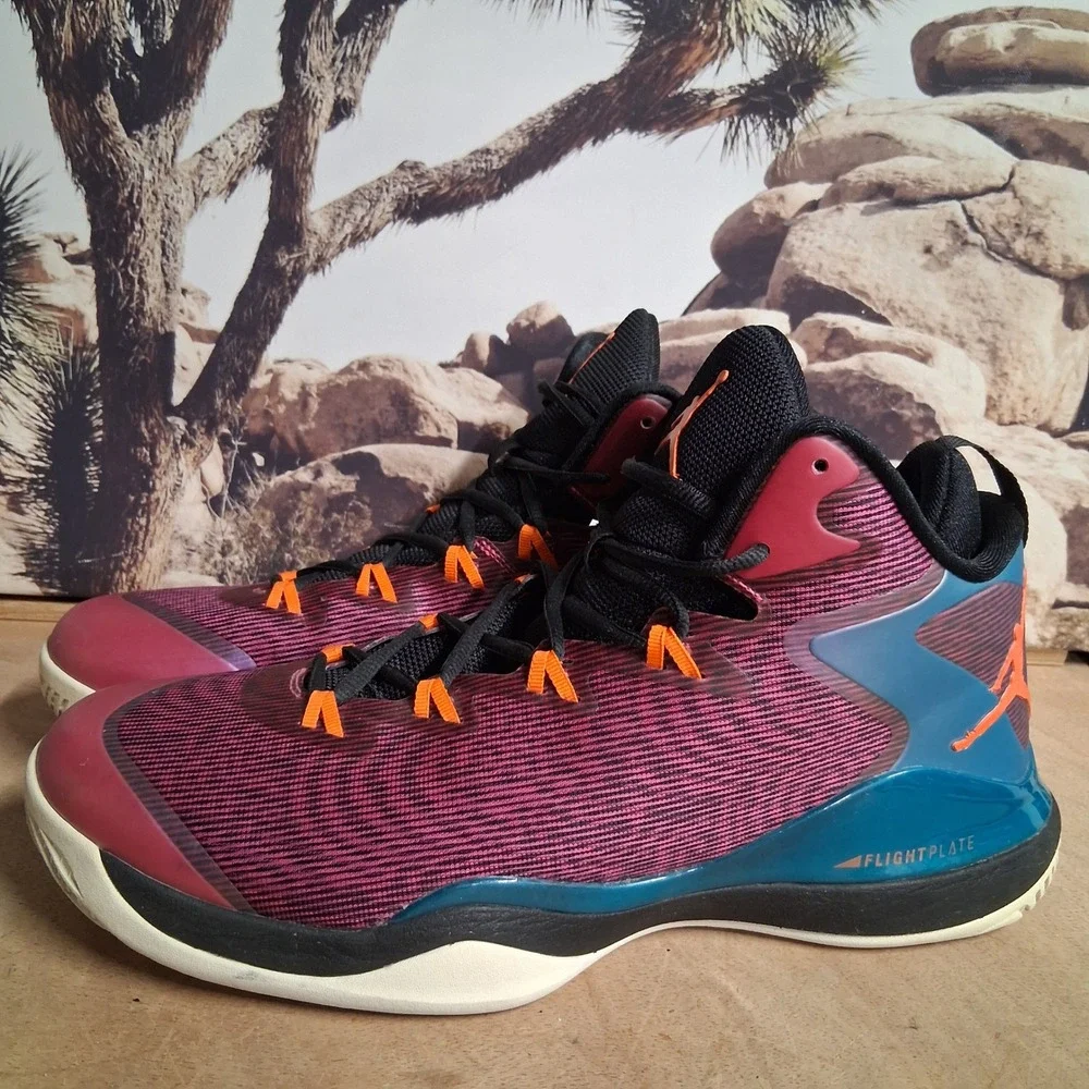 Jordan Super.Fly 4 Mens Basketball Shoes Red Blue Iridescent 768929-605 Sz 11.5
